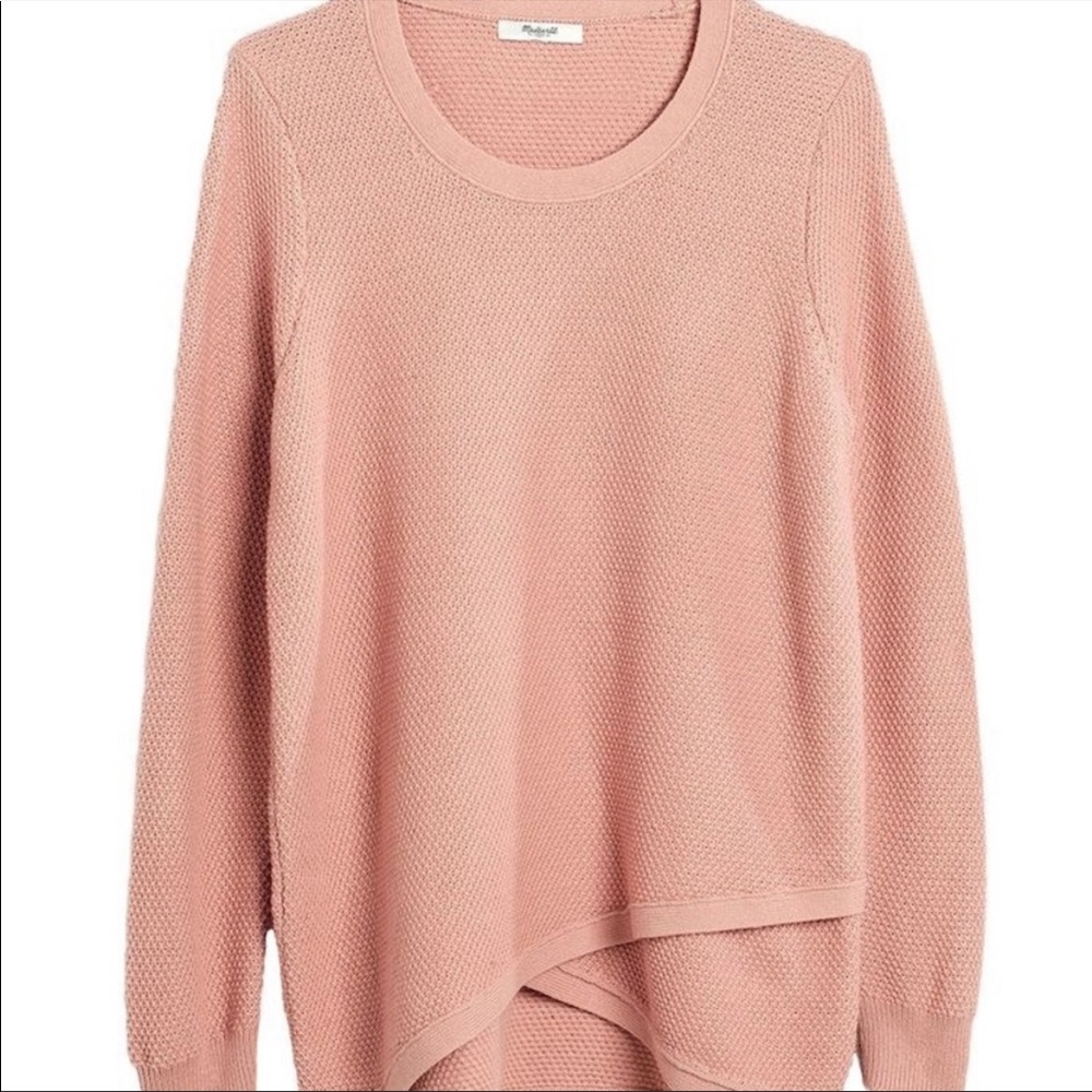 SOLD. Madewell | Wrap waffle knit rose pink sweater - Picture 1 of 10